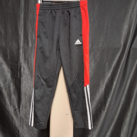 Adidas Black and Red Sweatpants with Bold Stripes - Picture 1 of 10